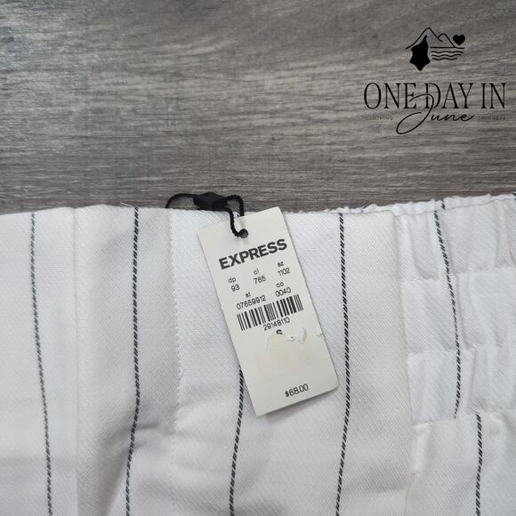 Express Comfort Waist Striped Linen Mini Skirt Size S - Picture 2 of 5